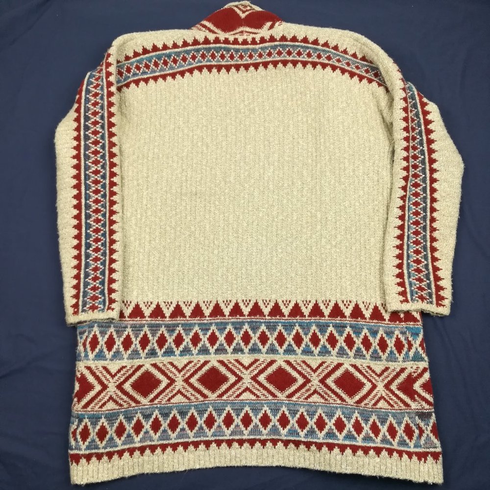 Lucky Brand Open Front Cardigan Tribal Aztec Southwestern Navajo Sweater $90 - Picture 6 of 10